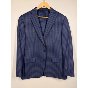 Michael Kors Sport Coat Men 42L Blue Plaid Blazer Two Button Long Professional